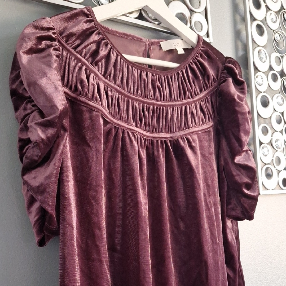 LOFT Velvet Blouse in Deep Purple